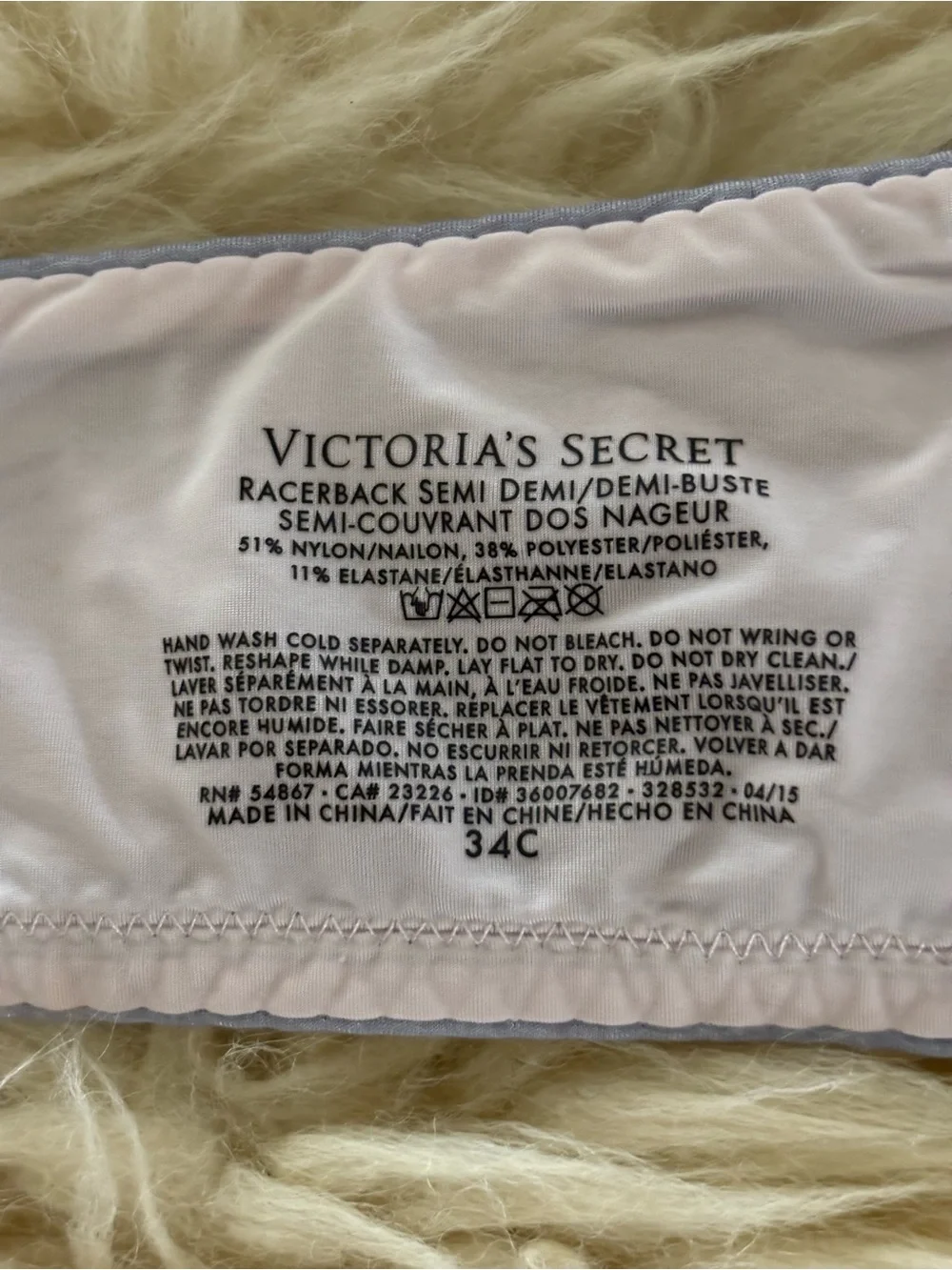 Victoria's Secret Gray RacerBack Semi Demi Bra with Pink Straps